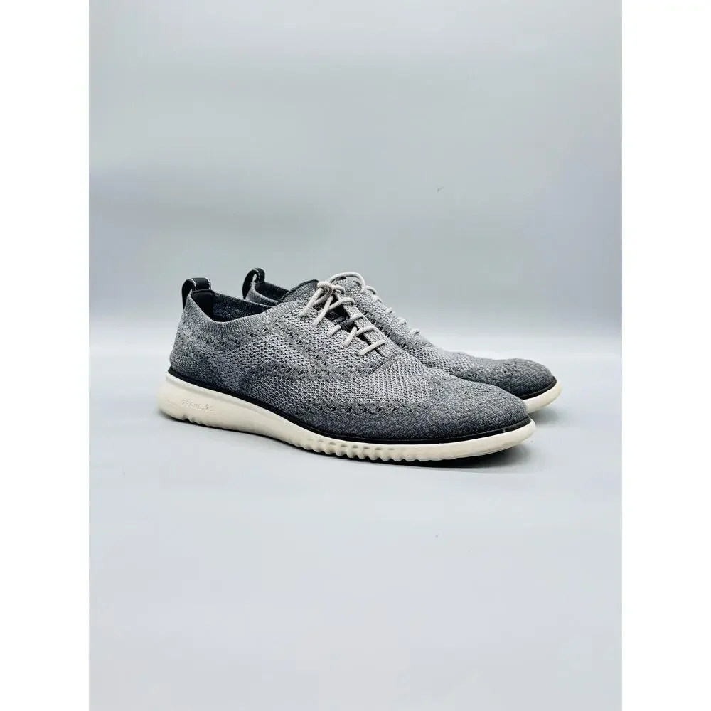Cole Haan Shoes Mens 9.5 Gray Knit Grand OS Wingtip Oxford Sneakers Comfort